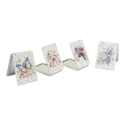 Butterfly Floral Rectangular Glitter Compact Makeup Mirror JM6423-16 (12PC)