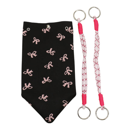 Pink Ribbon Pattern Cord Strap Knitted Tote Bag BG6313-4 (3PC)