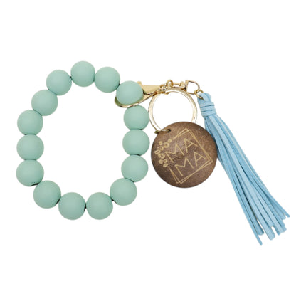 Multi Color Beaded Keychain Bracelet With Tassel JK6226-2 (12PC)