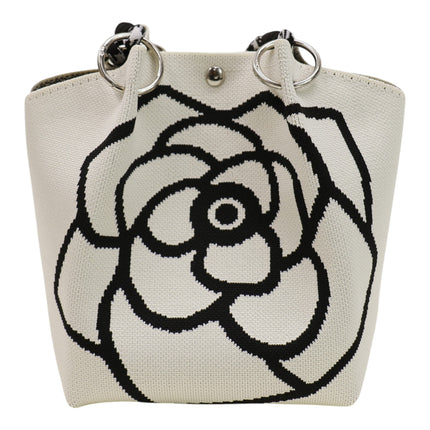 Magnolia Flower Pattern Cord Strap Knitted Tote Bag JB6122-5 (12PC)