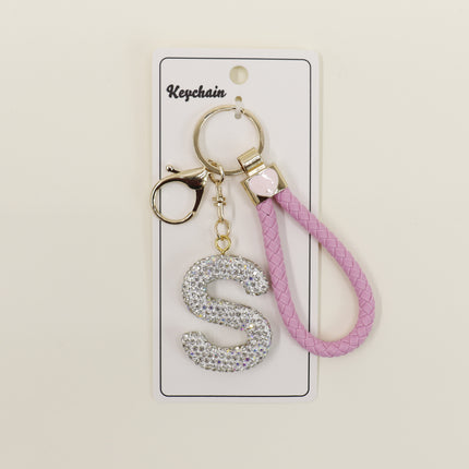 Rhinestone Alphabet Initial Letter Key Chain SS51011-40 (12PC)