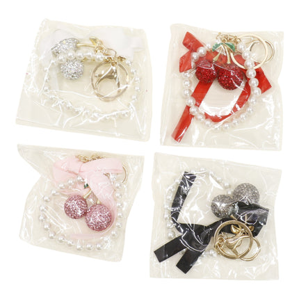 Cherry Rhinestone Ribbon With Pearl Keychain and Bag Charm JK6416-14 (12)