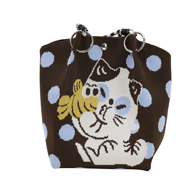 Cute Cat Pattern Knitted Tote  Bag SS51116-12 (12PC)