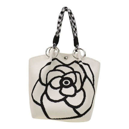 Magnolia Flower Pattern Cord Strap Knitted Tote Bag JB6122-5 (12PC)