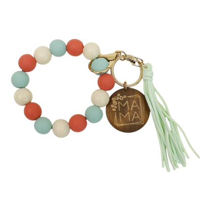 Multi Color Beaded Keychain Bracelet With Tassel JK6226-2 (12PC)