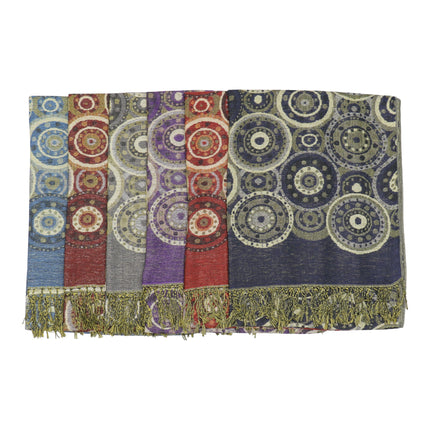 Metallic Pashmina Circle Pattern SCF3719-35 (12PC)