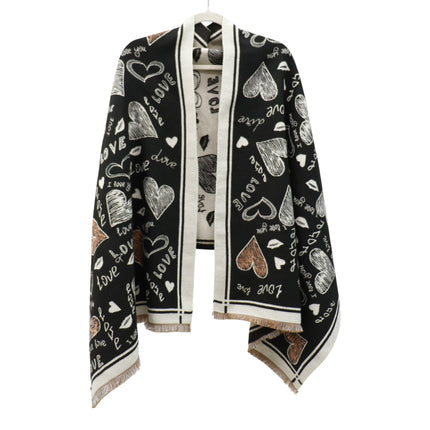 Cashmere Feel Winter Reversible Love N Heart Pattern Scarves SCF4827-23(12PC)