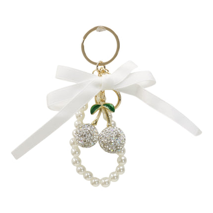 Cherry Rhinestone Ribbon With Pearl Keychain and Bag Charm JK6416-14 (12)