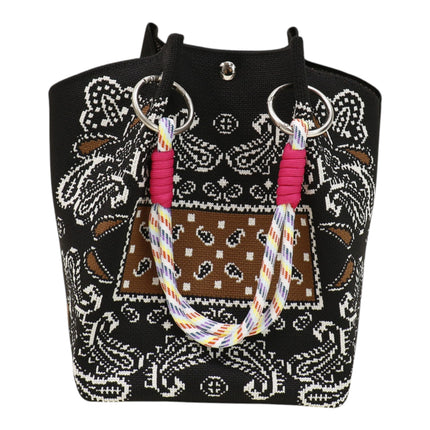 Bandana Pattern Knitted Tote Bag JB6122-7 (12PC)