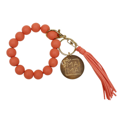 Multi Color Beaded Keychain Bracelet With Tassel JK6226-2 (12PC)