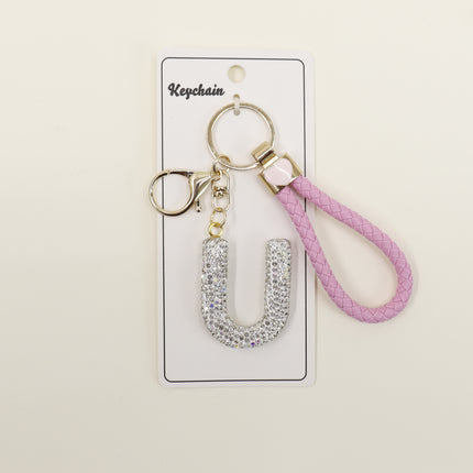 Rhinestone Alphabet Initial Letter Key Chain SS51011-40 (12PC)