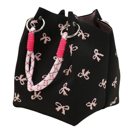 Pink Ribbon Pattern Cord Strap Knitted Tote Bag BG6313-4 (3PC)
