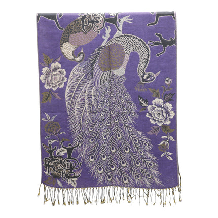 Metallic Pashmina Peacock  SCF4815-14 (12PC)