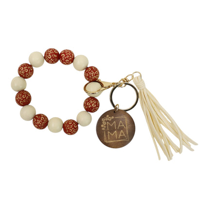 Multi Color Beaded Keychain Bracelet With Tassel JK6226-2 (12PC)