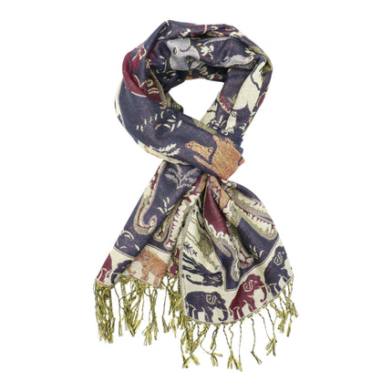 Metallic Pashmina Elephant Pattern SCF5923-1 (12pc)