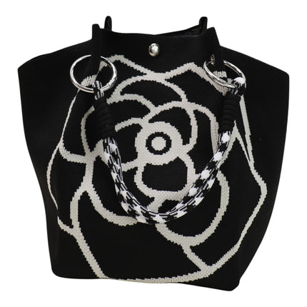 Magnolia Flower Pattern Cord Strap Knitted Tote Bag JB6122-5 (12PC)