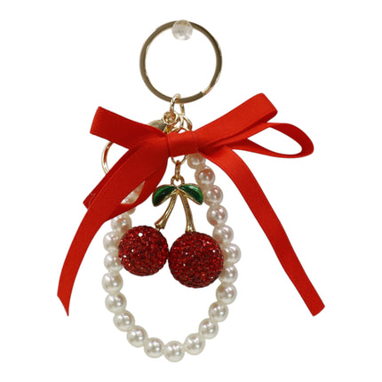 Cherry Rhinestone Ribbon With Pearl Keychain and Bag Charm JK6416-14 (12)