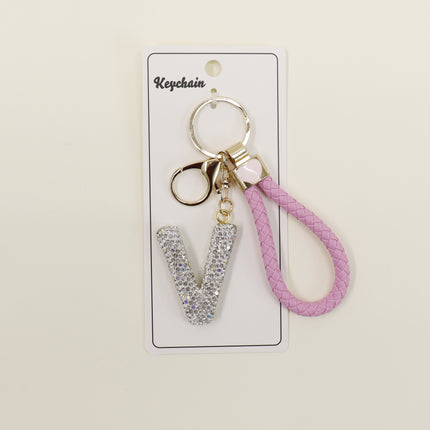 Rhinestone Alphabet Initial Letter Key Chain SS51011-40 (12PC)