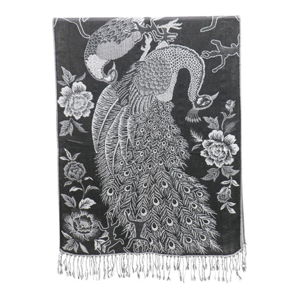 Metallic Pashmina Peacock  SCF4815-14 (12PC)