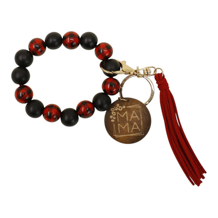 Multi Color Beaded Keychain Bracelet With Tassel JK6226-2 (12PC)
