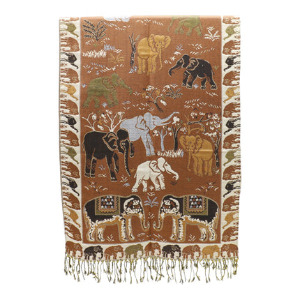 Metallic Pashmina Elephant Pattern SCF5923-1 (12pc)