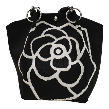 Magnolia Flower Pattern Cord Strap Knitted Tote Bag JB6122-5 (12PC)