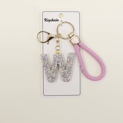 Rhinestone Alphabet Initial Letter Key Chain SS51011-40 (12PC)