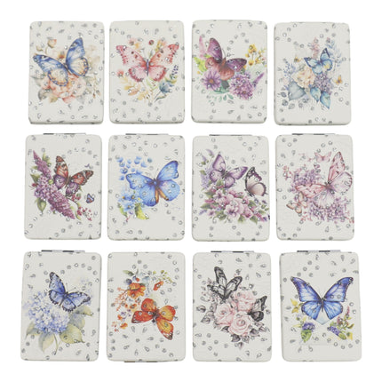 Butterfly Floral Rectangular Glitter Compact Makeup Mirror JM6423-16 (12PC)