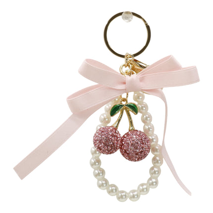 Cherry Rhinestone Ribbon With Pearl Keychain and Bag Charm JK6416-14 (12)