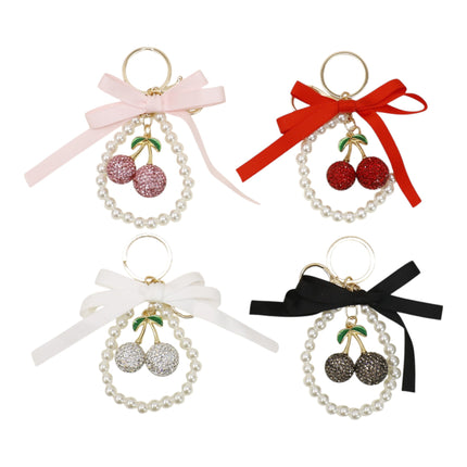 Cherry Rhinestone Ribbon With Pearl Keychain and Bag Charm JK6416-14 (12)