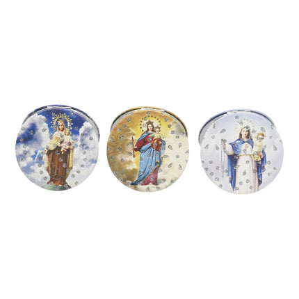 Religious Glitter Circular Compact Makeup Mirror JM6423-1 (12PC)