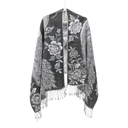 Metallic Pashmina Peacock  SCF4815-14 (12PC)