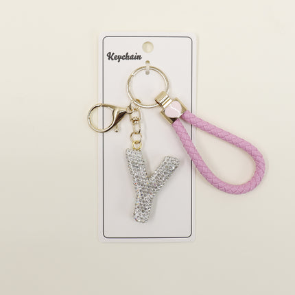 Rhinestone Alphabet Initial Letter Key Chain SS51011-40 (12PC)