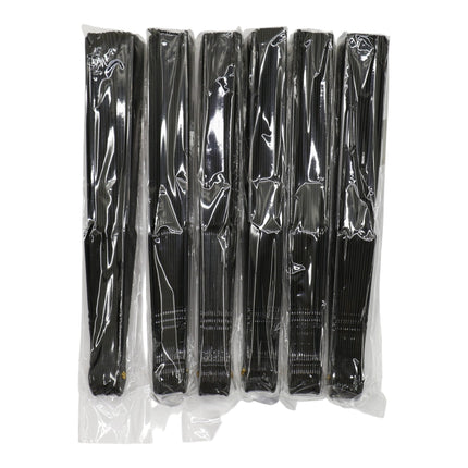 Black On Black Frame Hand Held Folding Fan JF6323-20 (12PC)