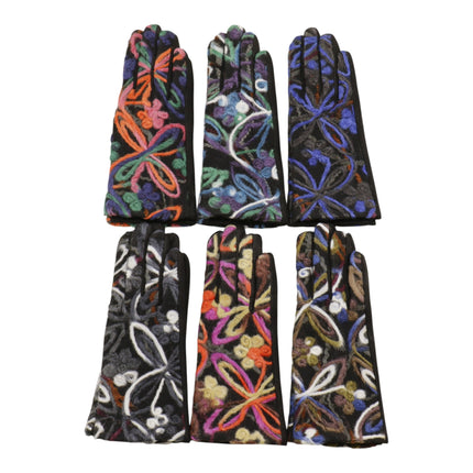 Women's Embroidery Texting Gloves GL6830-6 (12PAIR)