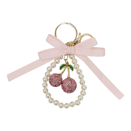 Cherry Rhinestone Ribbon With Pearl Keychain and Bag Charm JK6416-14 (12)