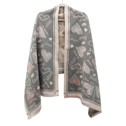 Cashmere Feel Winter Reversible Love N Heart Pattern Scarves SCF4827-23(12PC)