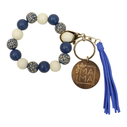 Multi Color Beaded Keychain Bracelet With Tassel JK6226-2 (12PC)