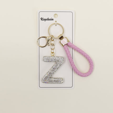 Rhinestone Alphabet Initial Letter Key Chain SS51011-40 (12PC)