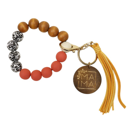 Multi Color Beaded Keychain Bracelet With Tassel JK6226-2 (12PC)