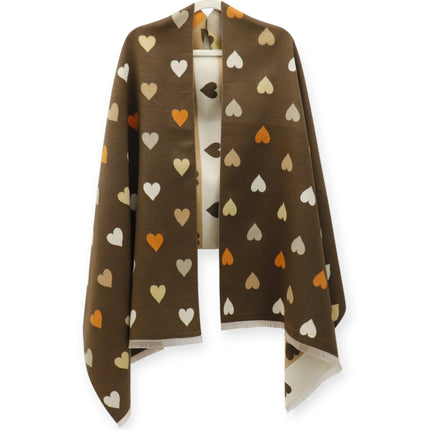 Cashmere Feel Winter Reversible Heart Patten Scarves SCF5111-9 (12PC)