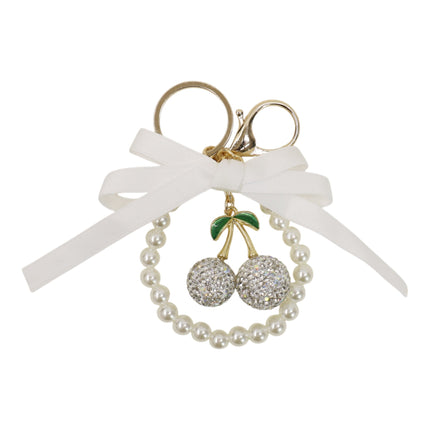 Cherry Rhinestone Ribbon With Pearl Keychain and Bag Charm JK6416-14 (12)