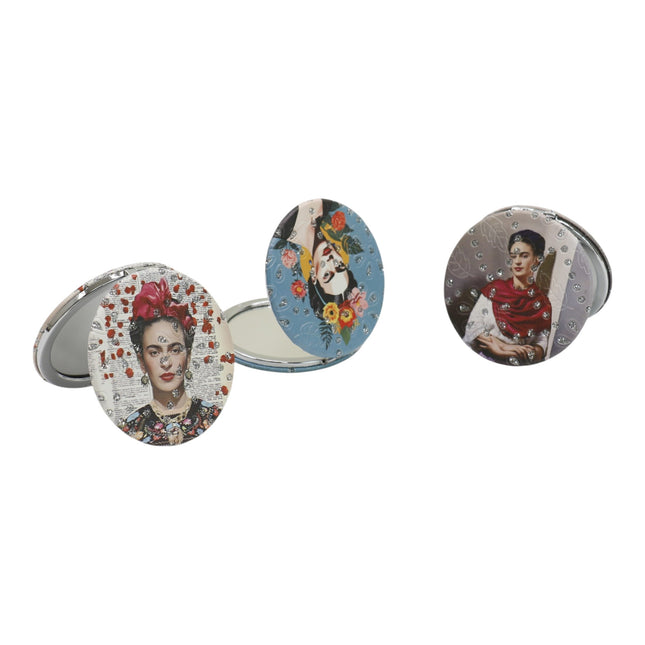 Frida Kahlo Glitter Circular Compact Makeup Mirror JM6423-29 (12PC)