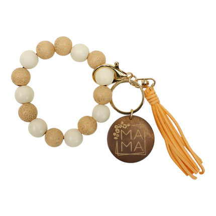Multi Color Beaded Keychain Bracelet With Tassel JK6226-2 (12PC)