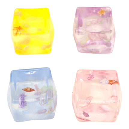 Cube Fidget Squishy Filled With  A Clear Ocean Scene Squishy Ball Toy JT6608-6 (12PC)