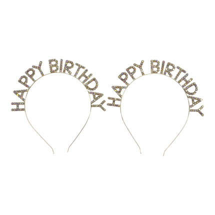 Iron Alloy Rhinestone Happy Birthday Head Band HB101 (12PC)