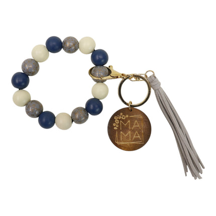 Multi Color Beaded Keychain Bracelet With Tassel JK6226-2 (12PC)