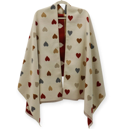 Cashmere Feel Winter Reversible Heart Patten Scarves SCF5111-9 (12PC)