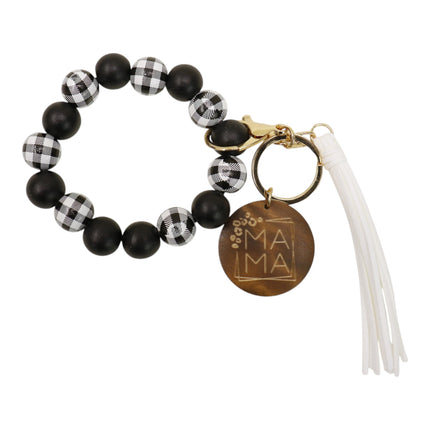 Multi Color Beaded Keychain Bracelet With Tassel JK6226-2 (12PC)