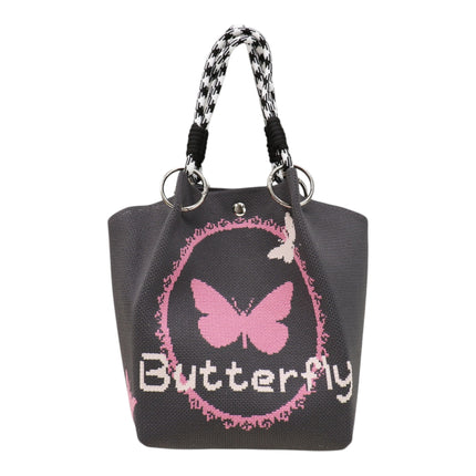 Butterfly Pattern Knitted Tote Bag SS51116-39 (3PC)